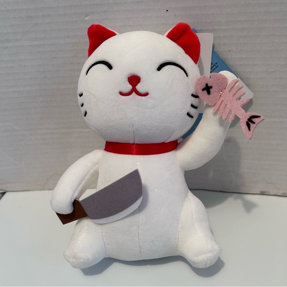 Yorisou Pet Cat With Knife & Sushi Plush 8” - Picture 1 of 6